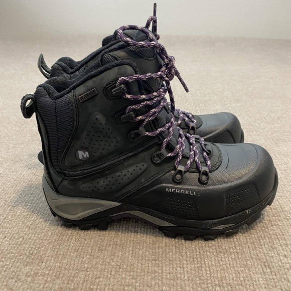 Merrell Shoes - Merrell Whiteout 8 Snow Boots Womens Size 7 Black Waterproof Mid Calf‎ Lace Up
